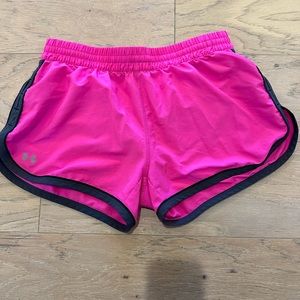 Under Armour Pink and Black Athletic Shorts with Elastic Waistband